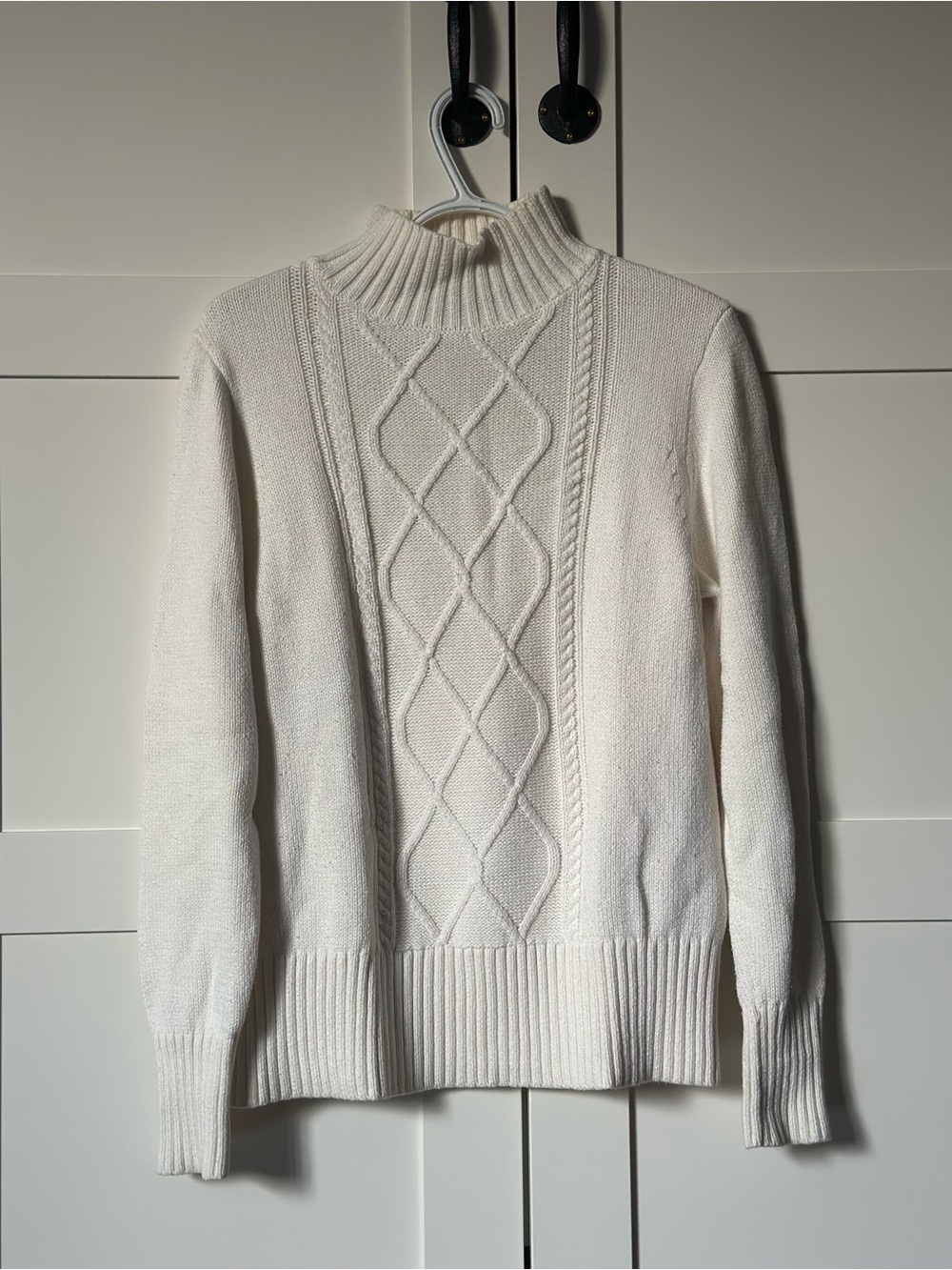 J. Crew Women’s Cream Cable Turtleneck Cotton Sweater